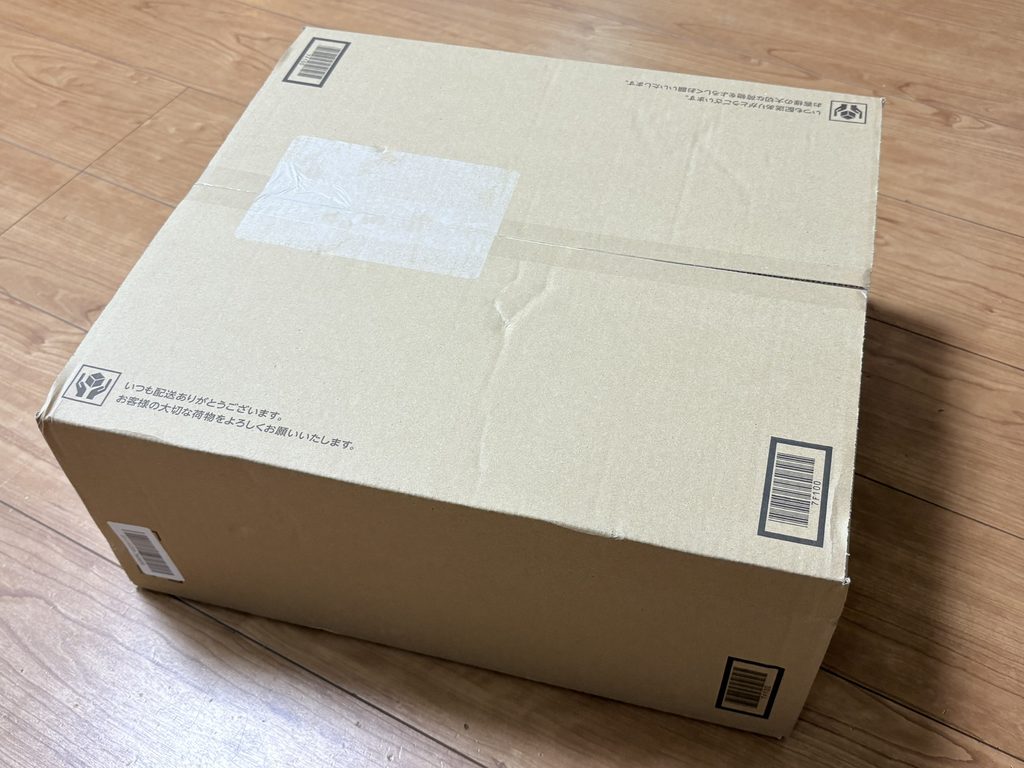 エスメラルダ小学生の枕が入って届いた段ボール箱